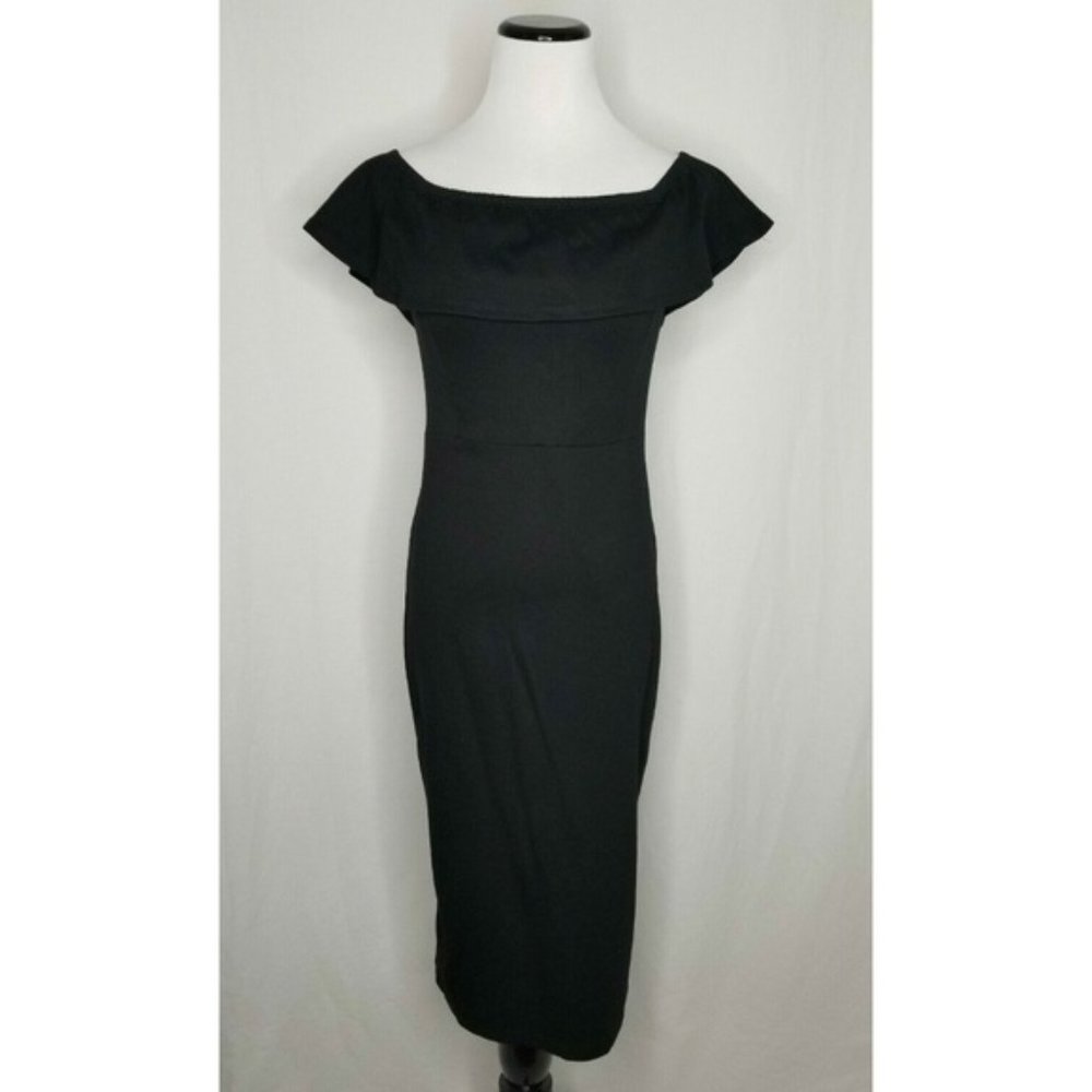 Lisa & Lucy Black Off the Shoulder Midi Dress LBD